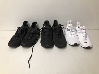 3 X PUMA SOFTFOAM TRAINERS IN BLACK/WHITE