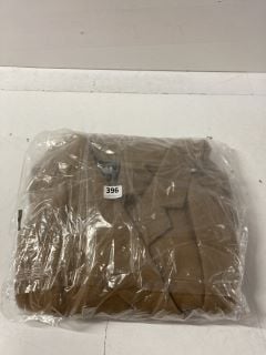 FAUX WOOL WRAP COAT IN LIGHT BROWN SIZE 18