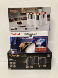 3 X ITEMS TO INCLUDE TOWER 3 PIECE STORAGE CANISTER SET