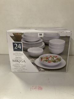 MIKASA SWIRL 24 PIECE PORCELAIN DINNERWARE SET