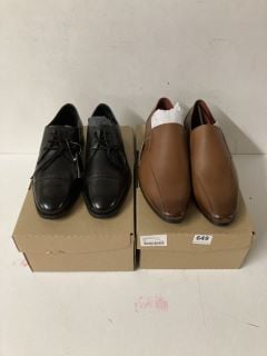 2 X PAIR OF FOOTWEAR TO INCLUDE PAIR OF TAN SMART SHOES UK SIZE 12