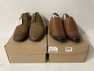 2 X PAIR OF FOOTWEAR TO INCLUDE PAIR OF TAN SMART SHOE UK 7