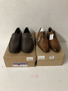 2 X PAIR OF FOOTWEAR TO INCLUDE PAIR OF TAN SMART SHOE UK 7