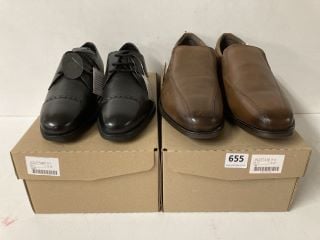 2 X PAIR OF FOOTWEAR TO INCLUDE PAIR OF TAN SMART SHOE UK 15