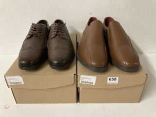 2 X PAIR OF FOOTWEAR TO INCLUDE PAIR OF TAN SMART SHOE UK 13