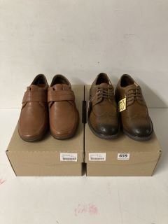 2 X PAIR OF FOOTWEAR TO INCLUDE PAIR OF BROWN SMART SHOE UK 7