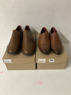 2 X PAIR OF FOOTWEAR TO INCLUDE PAIR OF TAN SMART SHOE UK 7