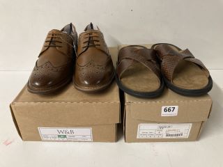 2 X PAIR OF FOOTWEAR TO INCLUDE PAIR OF W&B TAN SMART SHOE UK 7