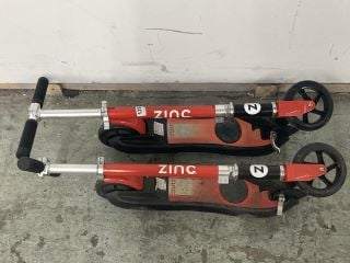 2 X ZINC FOLDING KIDS E-SCOOTERS (COLLECTION FROM SITE ONLY)