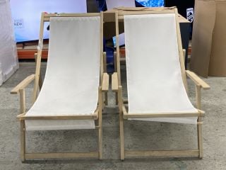 PAIR OF JOHN LEWIS WOOD AND CLOTH DECK CHAIRS