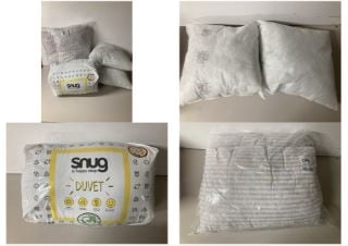 A DUVET AND FOUR PILLOWS