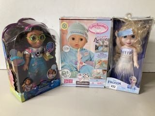 3 X DOLLS TO INCLUDE DISNEY FROZEN