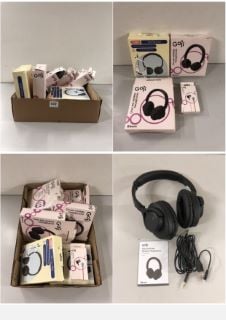 BOX OF HEADPHONES AND HEADSETS TO INCLUDE GOJI