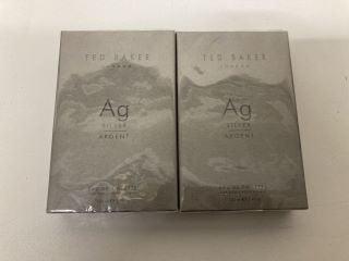 2 X TED BAKER LONDON AG SILVER ARGENT EAU DE TOILETTE 100ML