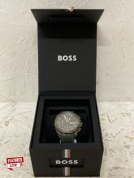 BOSS MENS WATCH CHRONOGRAPH WATCH WITH OLIVE SILICONE STRAP RRP £329.00