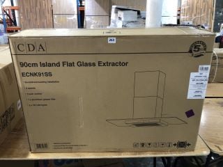 CDA 90CM ISLAND FLAT GLASS EXTRACTOR MODEL: ECNK91SS - RRP.£379