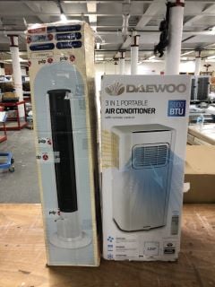 DAEWOOD 3 IN 1 PORTABLE AIR CONDITIONER & LOGIK 42" TOWER FAN