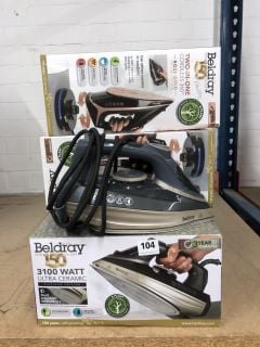 5 X BELDRAY STEAM IRONS AND A STEAM GENERATOR