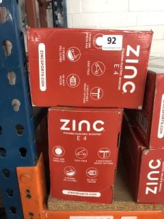 2 X ZINC ELECTRIC SCOOTERS (COLLECTION ONLY)