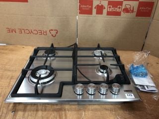 ZANUSSI 4 BURNER GAS HOB MODEL: ZGH66424XX RRP: £199 (EX DISPLAY)