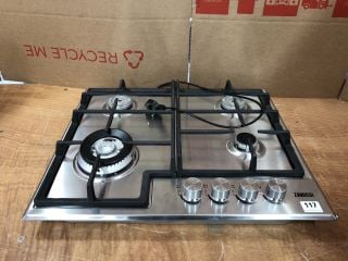 ZANUSSI 4 BURNER GAS HOB MODEL: ZGH66424XX RRP: £199 (EX DISPLAY)