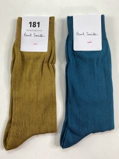 2 X PAUL SMITH MEN'S SOCK TO INC  RIB MERC. MADE FROM: 80 MERC COTTON 20 POLYAMIDE KNITTED. RRP: £38