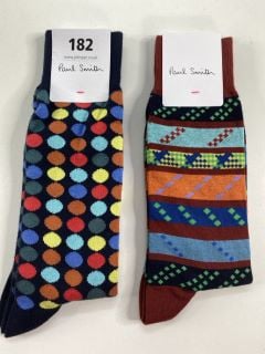 2 X PAUL SMITH MEN'S SOCK TO INC ROPE STRIPE. MADE FROM: 80 SOFT COTTON 18 POLYAMIDE 2 EA KNITTED. RRP: £38