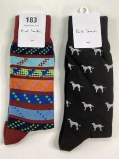 2 X PAUL SMITH MEN'S SOCK TO INC DALMATIAN. MADE FROM: 80 SOFT COTTON 18 POLYAMIDE 2EA KNITTED. RRP: £38