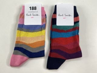 2 X PAUL SMITH WOMEN'S SOCK TO INC MOUNTAIN. MADE FROM: 70 SOFT COTTON 27 POLYAMIDE 3 ELASTANE KNITTED. RRP: £38