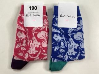 2 X PAUL SMITH WOMEN'S SOCK TO INC FLOWER. MADE FROM: 80 SOFT COTTON 17 POLYAMIDE 3 ELASTANE. RRP: £38