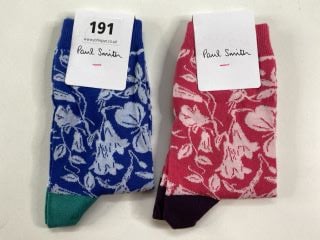 2 X PAUL SMITH WOMEN'S SOCK TO INC FLOWER. MADE FROM: 80 SOFT COTTON 17 POLYAMIDE 3 ELASTANE. RRP: £38