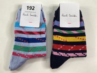 2 X PAUL SMITH WOMEN'S SOCK TO INC ROPE STRIPE. MADE FROM: 87 SOFT COTTON 12 NYLON 1 SPANDEX. RRP: £38