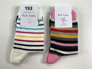 2 X PAUL SMITH WOMEN'S SOCK TO INC PONY STRIPE. MADE FROM: 80 ORGANIC COTTON 17 POLYAMIDE 3 ELASTANE KNITTED. RRP: £38