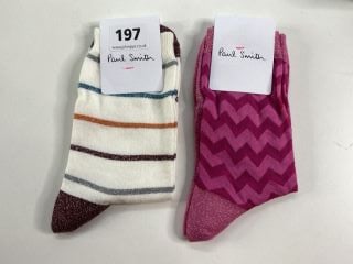 2 X PAUL SMITH WOMEN'S SOCK TO INC PITA SHEER. MADE FROM: 47 SOFT COTTON 46 POLYAMIDE 7 POLYESTER KNITTED. RRP: £38