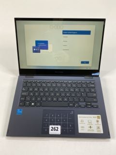 ASUS VIVOBOOK GO 14 FLIP 128GB LAPTOP IN QUIET BLUE: MODEL NO TP1400K (WITH BOX & CHARGER) (SCREEN FAULT, MOUSE FAULT). INTEL N4500, 4GB RAM,   [JPTN41170]