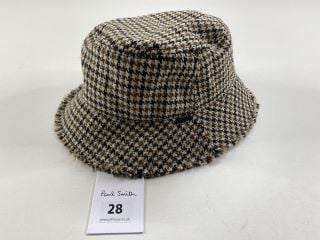 PAUL SMITH MEN'S HAT CHECK BUCKET. SIZE: L, MADE FROM: 100% WOOL WOVEN. RRP: £85