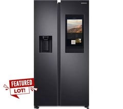 SAMSUNG FAMILY HUB SPACEMAX FREESTANDING AMERICAN STYLE SMART FRIDGE FREEZER - BLACK STAINLESS - MODEL NUMBER RS6HA8891B1/EU - RRP £2629 (JOHN PYE WHITEGOODS CONDITION REPORT: UNIT POWERED UP, NO ERR