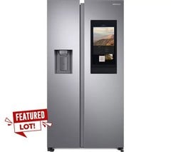 SAMSUNG FAMILY HUB SPACEMAX FREESTANDING AMERICAN STYLE SMART FRIDGE FREEZER - ALUMINIUM - MODEL RS6HA8891SL/EU - RRP £2529 (JOHN PYE WHITEGOODS CONDITION REPORT: UNIT POWERED UP, NO ERROR CODE APPAR