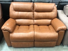 LA-Z-BOY 2 SEATER STATIC SOFA IN LIGHT BROWN LEATHER