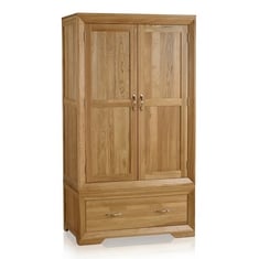 BEVEL NATURAL SOLID OAK DOUBLE WARDROBE - ITEM NO. BEV026 - RRP £770