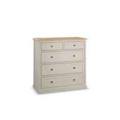 HENLEY NATURAL SOLID OAK AND PAINTED 5 DRAWER CHEST - ITEM NO. HNL100 - RRP £480