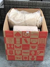 BOX OF ASSORTED RATTAN GARDEN SOFA CUSHIONS