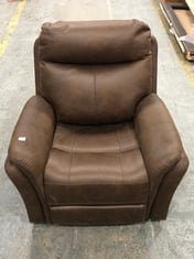 MONTE POWER RECLINER ARMCHAIR IN BROWN FAUX SUEDE RRP- £399