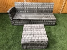 GREY MIX RATTAN GARDEN CORNER SOFA PART TO INCLUDE COFFEE TABLE (KERBSIDE PALLET DELIVERY)