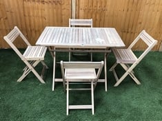 JOHN LEWIS ACACIA WOOD FOLDABLE 4 SEATER GARDEN DINING TABLE & CHAIR SET IN NATURAL - RRP £279 (KERBSIDE PALLET DELIVERY)