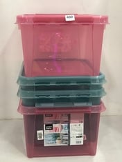 4 X ASSORTED STORAGE BOXES TO INCLUDE SMART STORE PINK STORAGE BOX