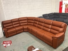 LA-Z-BOY PARKER 2 SEATER CORNER 4 SEATER SOFA IN SADDLE BROWN LEATHER