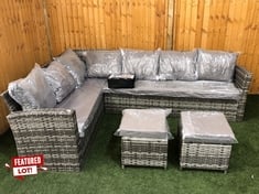 2 SEATER, CORNER, 2 SEATER RATTAN GARDEN SOFA IN MIXED GREY