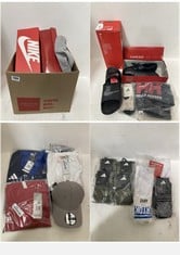 BOX OF ASSORTED ITEMS TO INCLUDE NEW ERA 9FORTY BASEBALL CAP - GREY