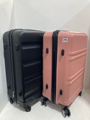 2 X KONO 24 INCH HARD SHELL SUITCASES - MIXED COLOURS - BLASH PINK AND BLACK